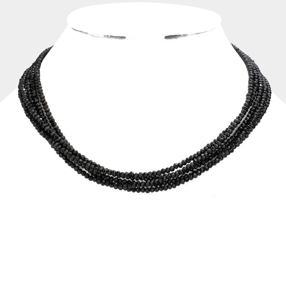 Black Faceted Beaded Multi Layered Necklace - Jewelry Store by Erik Rayo