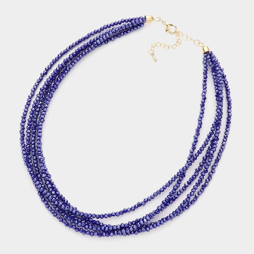 Blue Faceted Beaded Multi Layered Necklace - Jewelry Store by Erik Rayo