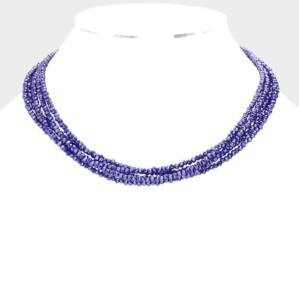 Blue Faceted Beaded Multi Layered Necklace - Jewelry Store by Erik Rayo