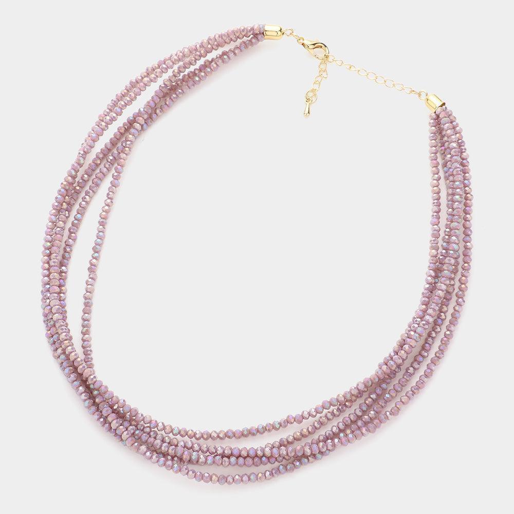 Lavender Faceted Beaded Multi Layered Necklace - Jewelry Store by Erik Rayo