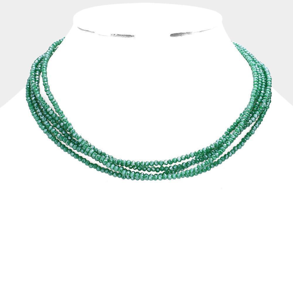 Green Faceted Beaded Multi Layered Necklace - Jewelry Store by Erik Rayo