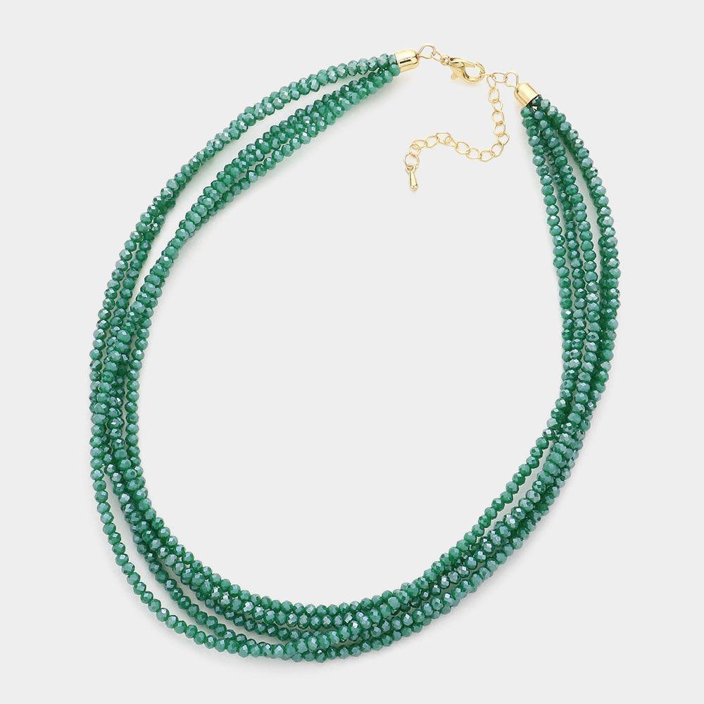 Green Faceted Beaded Multi Layered Necklace - Jewelry Store by Erik Rayo