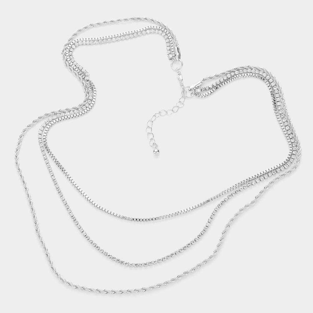SRCRET BOX_Rhinestone Rope Metal Chain Layered Necklace - Jewelry Store by Erik Rayo