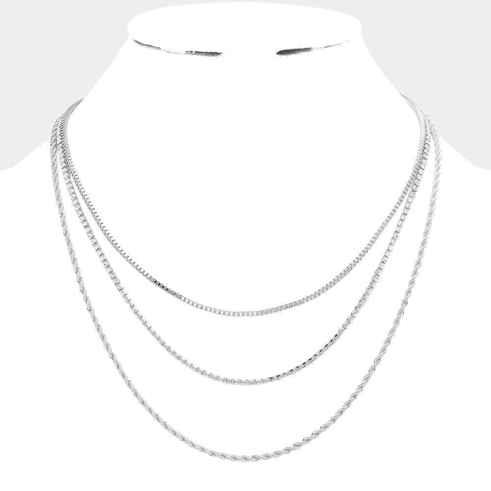 SRCRET BOX_Rhinestone Rope Metal Chain Layered Necklace - Jewelry Store by Erik Rayo