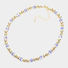 Load image into Gallery viewer, Blue Chinoiserie Patterned Ball Station Necklace
