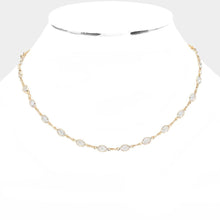 Load image into Gallery viewer, Gold Oval Stone Link Stone Collar Necklace
