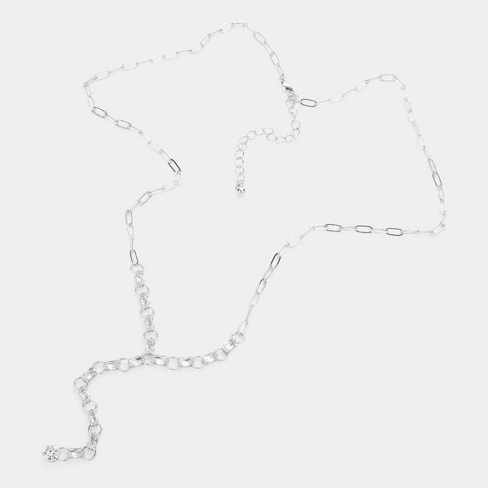 Baguette Stone Link Y Necklace - Jewelry Store by Erik Rayo