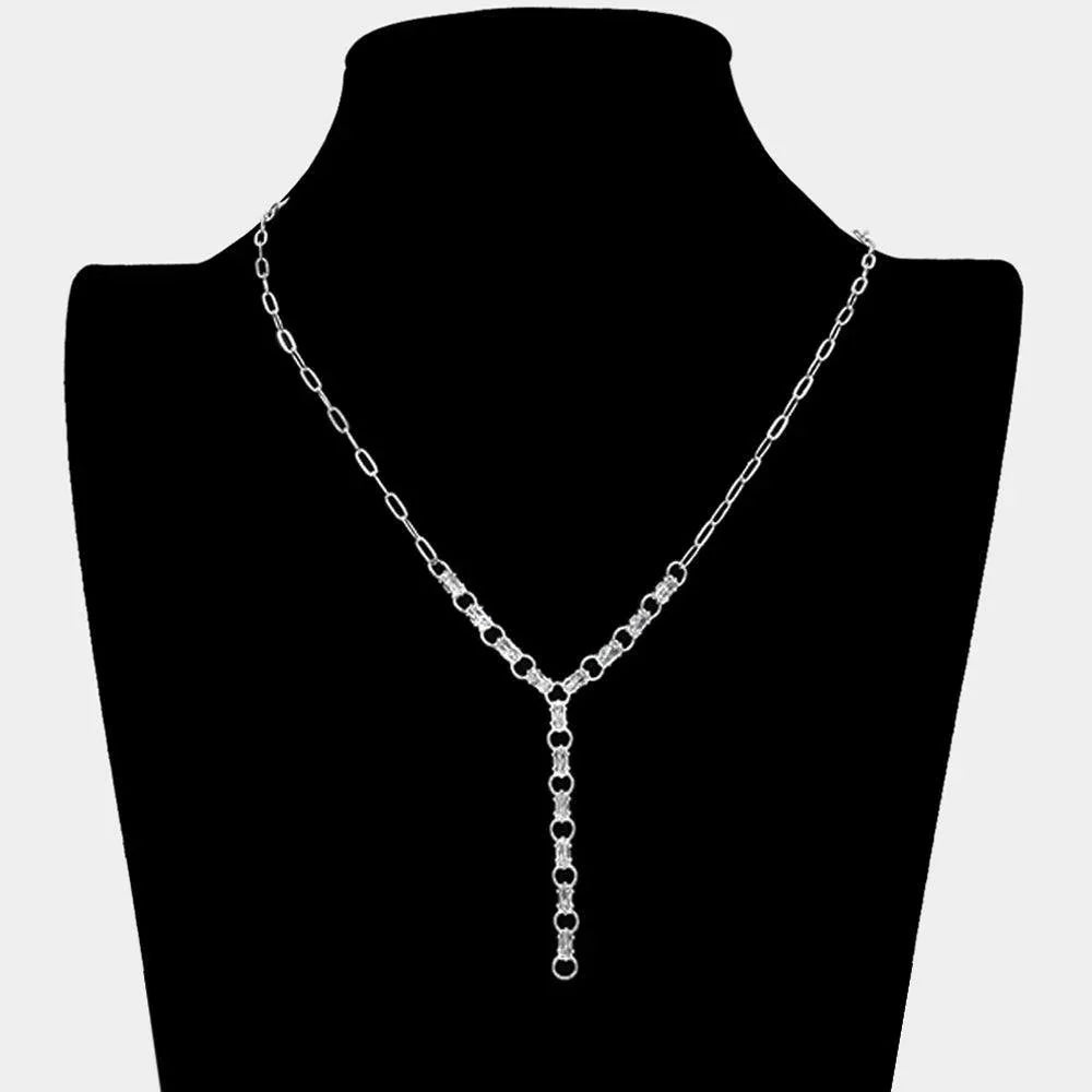 Baguette Stone Link Y Necklace - Jewelry Store by Erik Rayo