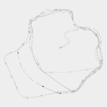 Load image into Gallery viewer, Round Stone Metal Ball Station Multi Layered Bib Necklace
