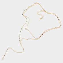 Load image into Gallery viewer, Gold Stone Heart Accented Double Layered Y Necklace
