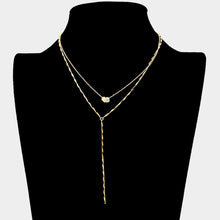 Load image into Gallery viewer, Gold Stone Heart Accented Double Layered Y Necklace
