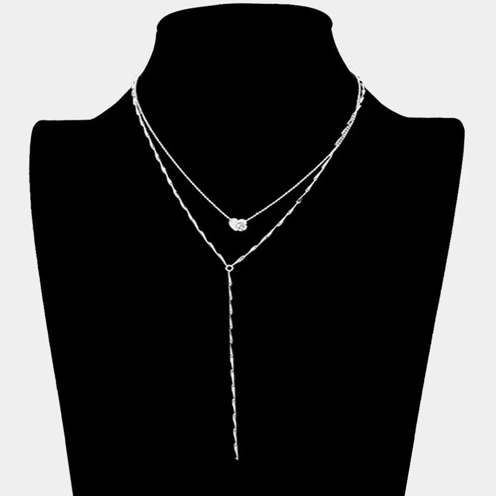 Stone Heart Accented Double Layered Y Necklace - Jewelry Store by Erik Rayo