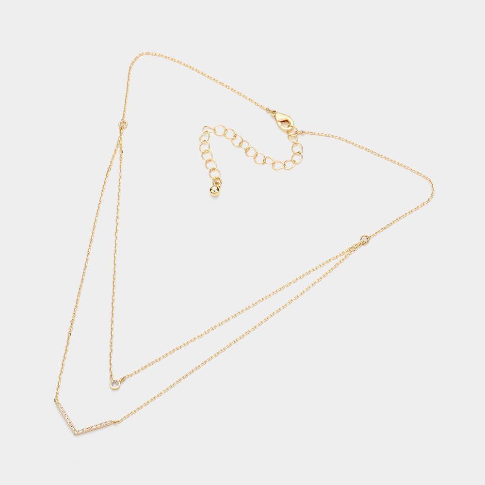 Gold Stone Pointed Brass Double Layered Necklace - Jewelry Store by Erik Rayo