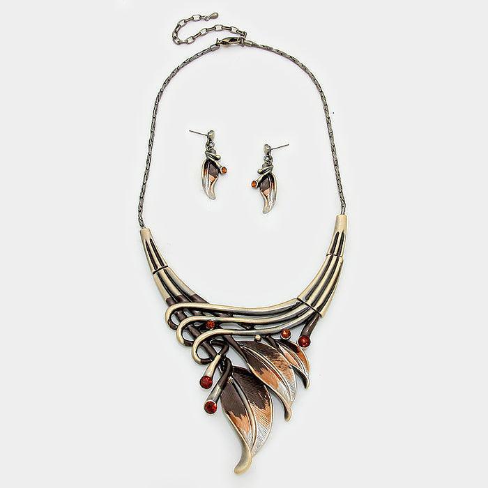 Gold Rhythmical ombre feather necklace - Jewelry Store by Erik Rayo