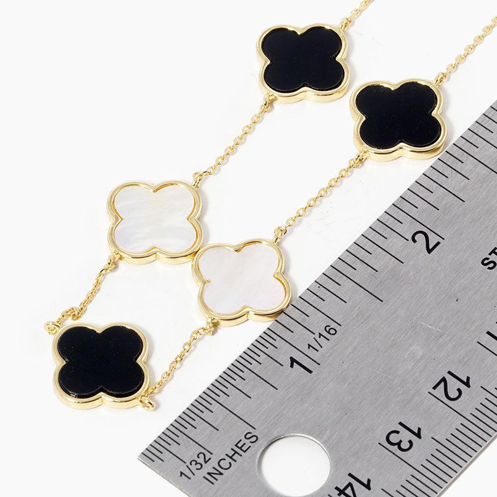 White Gold Dipped Quatrefoil Pendant Link Necklace - Jewelry Store by Erik Rayo