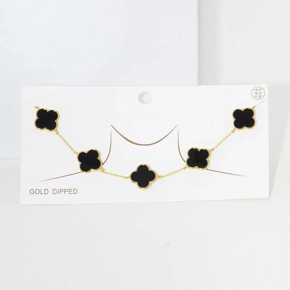 Gold Gold Dipped Quatrefoil Pendant Link Necklace - Jewelry Store by Erik Rayo