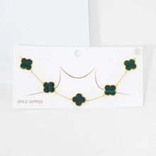 Load image into Gallery viewer, Green Gold Dipped Quatrefoil Pendant Link Necklace
