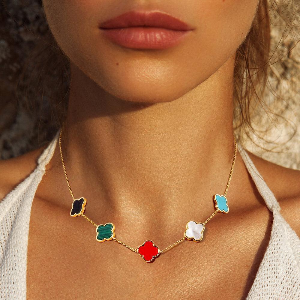 Gold Gold Dipped Quatrefoil Pendant Link Necklace - Jewelry Store by Erik Rayo