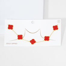 Load image into Gallery viewer, Red Gold Dipped Quatrefoil Pendant Link Necklace
