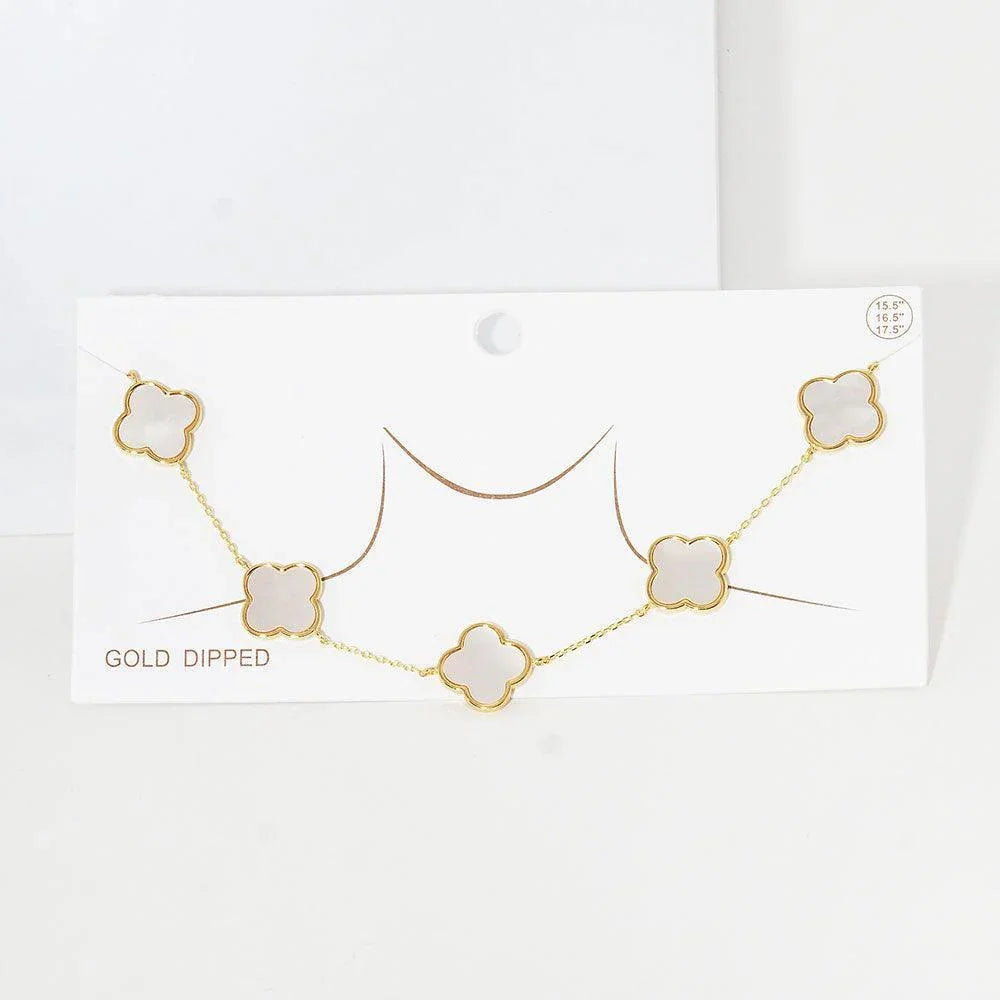 Gold Gold Dipped Quatrefoil Pendant Link Necklace - Jewelry Store by Erik Rayo