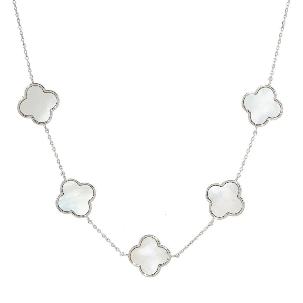Gold White Gold Dipped Quatrefoil Pendant Link Necklace - Jewelry Store by Erik Rayo