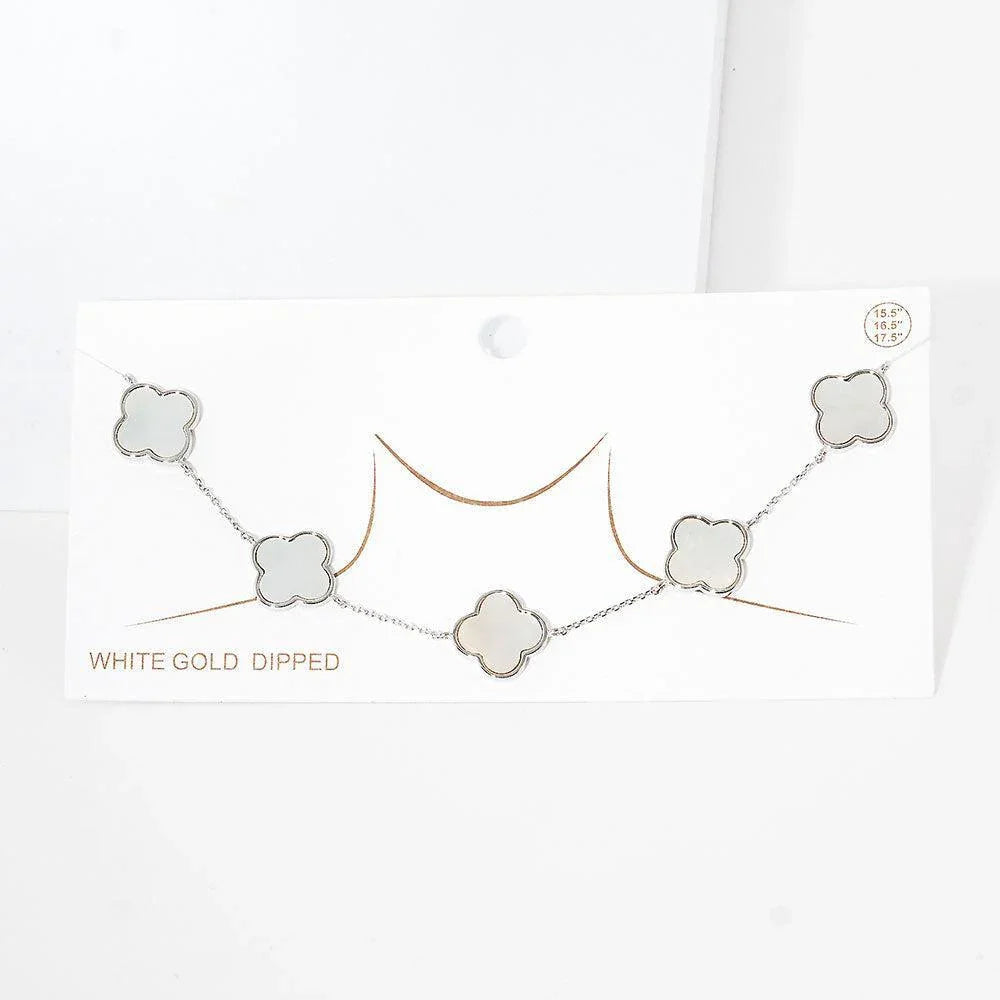 Gold White Gold Dipped Quatrefoil Pendant Link Necklace - Jewelry Store by Erik Rayo