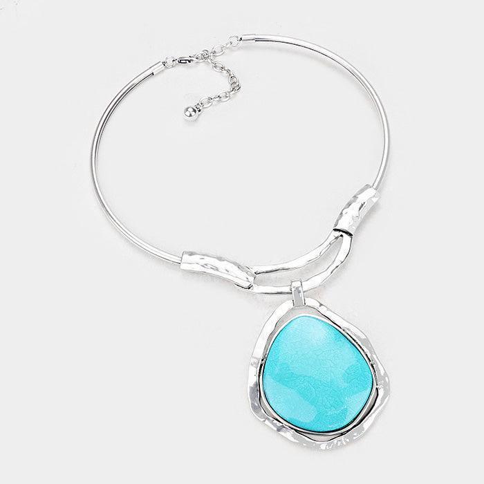 Turquoise Abstract Stone Pendant Necklace - Jewelry Store by Erik Rayo