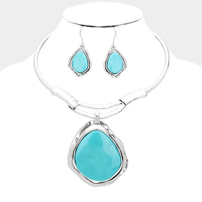 Turquoise Abstract Stone Pendant Necklace - Jewelry Store by Erik Rayo