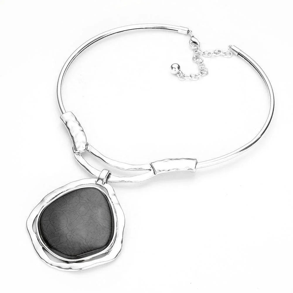 Black Abstract Stone Pendant Necklace - Jewelry Store by Erik Rayo