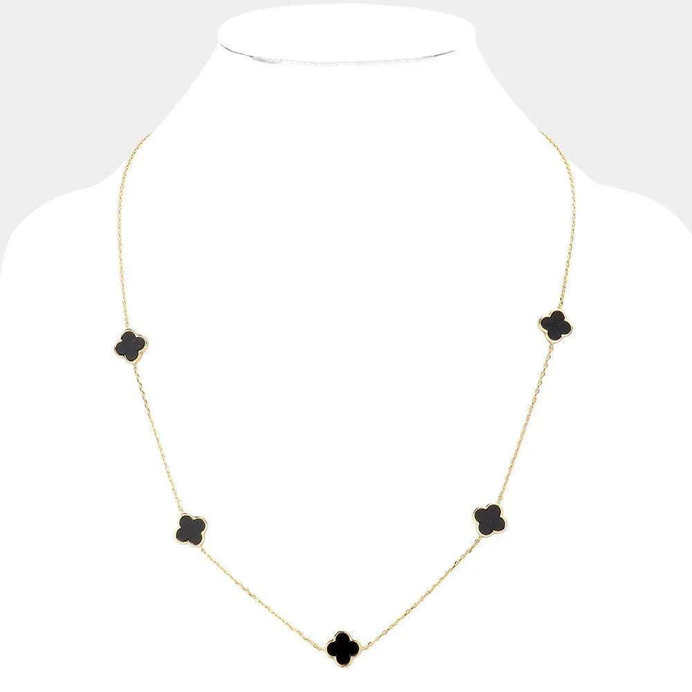 Gold Gold Dipped Brass Metal Quatrefoil Station Necklace - Jewelry Store by Erik Rayo