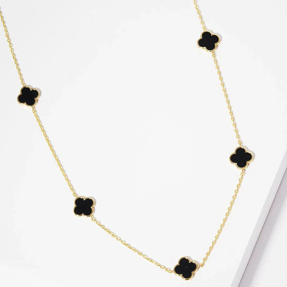 Gold Gold Dipped Brass Metal Quatrefoil Station Necklace - Jewelry Store by Erik Rayo