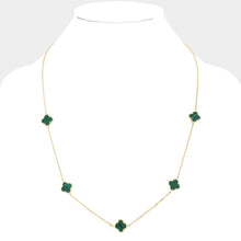 Load image into Gallery viewer, Green Gold Dipped Brass Metal Quatrefoil Station Necklace
