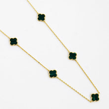 Load image into Gallery viewer, Green Gold Dipped Brass Metal Quatrefoil Station Necklace
