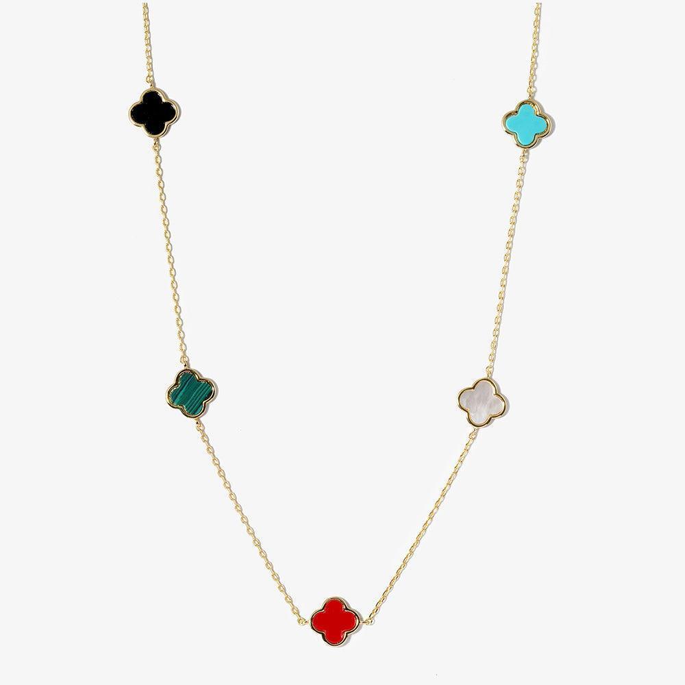 Gold Gold Dipped Brass Metal Quatrefoil Station Necklace - Jewelry Store by Erik Rayo