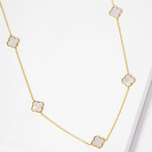 Load image into Gallery viewer, White Gold Dipped Brass Metal Quatrefoil Station Necklace
