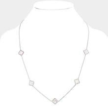 Load image into Gallery viewer, White Gold Dipped Brass Metal Quatrefoil Station Necklace
