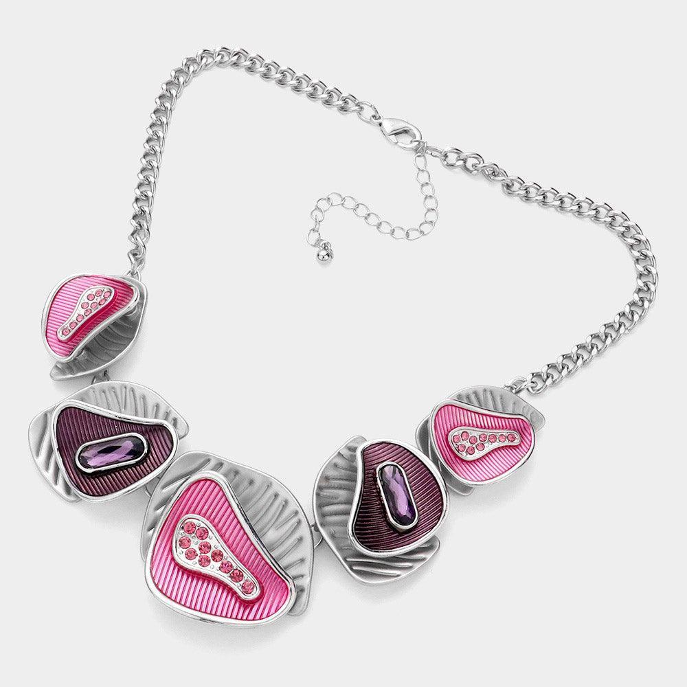 Colored Textured Metal Bib Collar Necklace - Jewelry Store by Erik Rayo