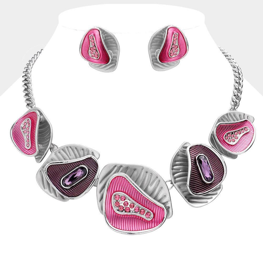 Colored Textured Metal Bib Collar Necklace - Jewelry Store by Erik Rayo