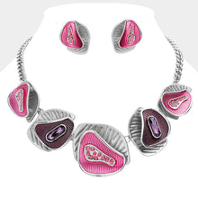 Load image into Gallery viewer, Colored Textured Metal Bib Collar Necklace
