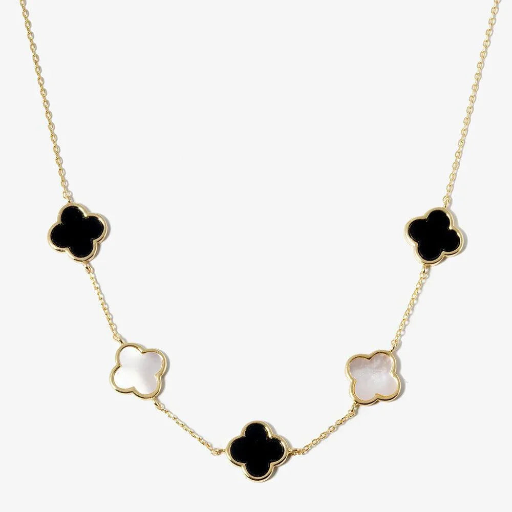 White Gold Dipped Quatrefoil Station Necklace - Jewelry Store by Erik Rayo