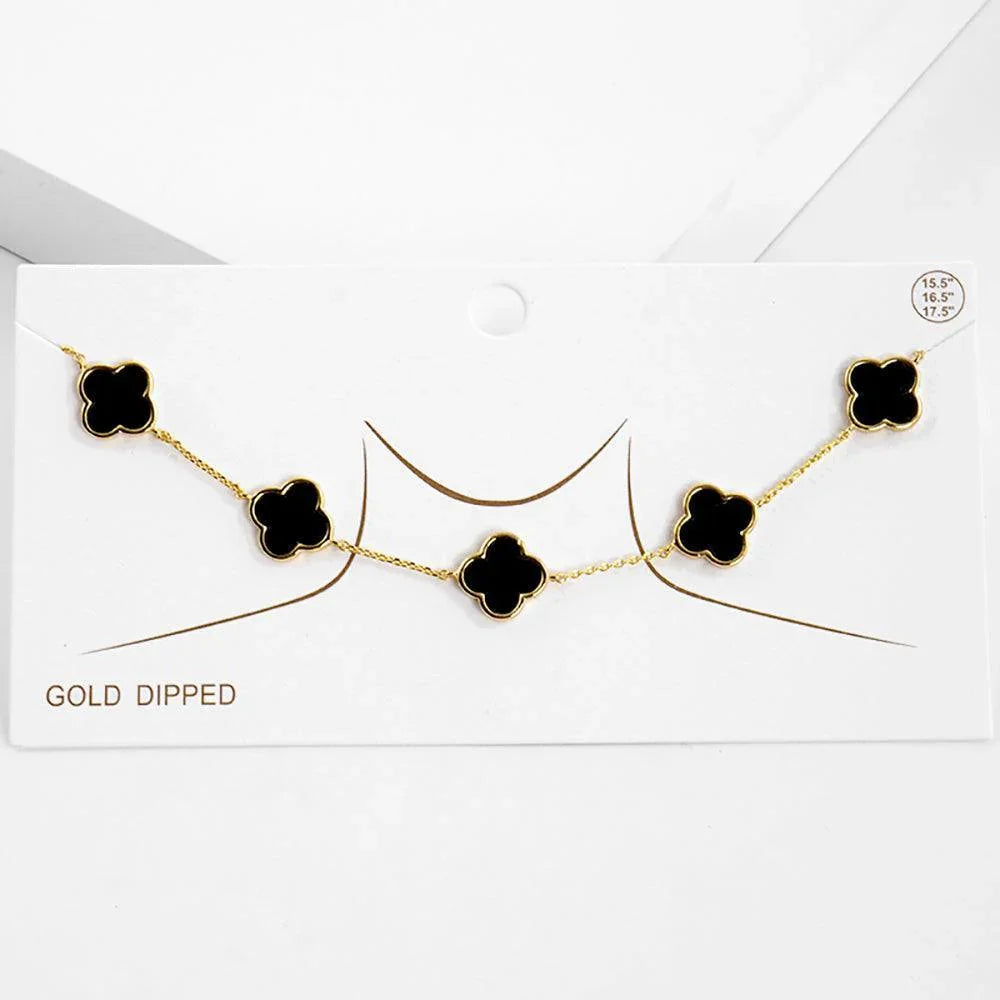 Gold Gold Dipped Quatrefoil Station Necklace - Jewelry Store by Erik Rayo