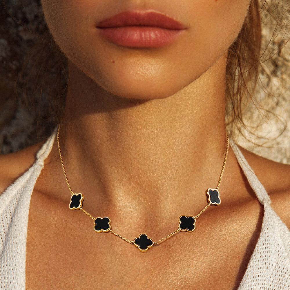 Gold Gold Dipped Quatrefoil Station Necklace - Jewelry Store by Erik Rayo