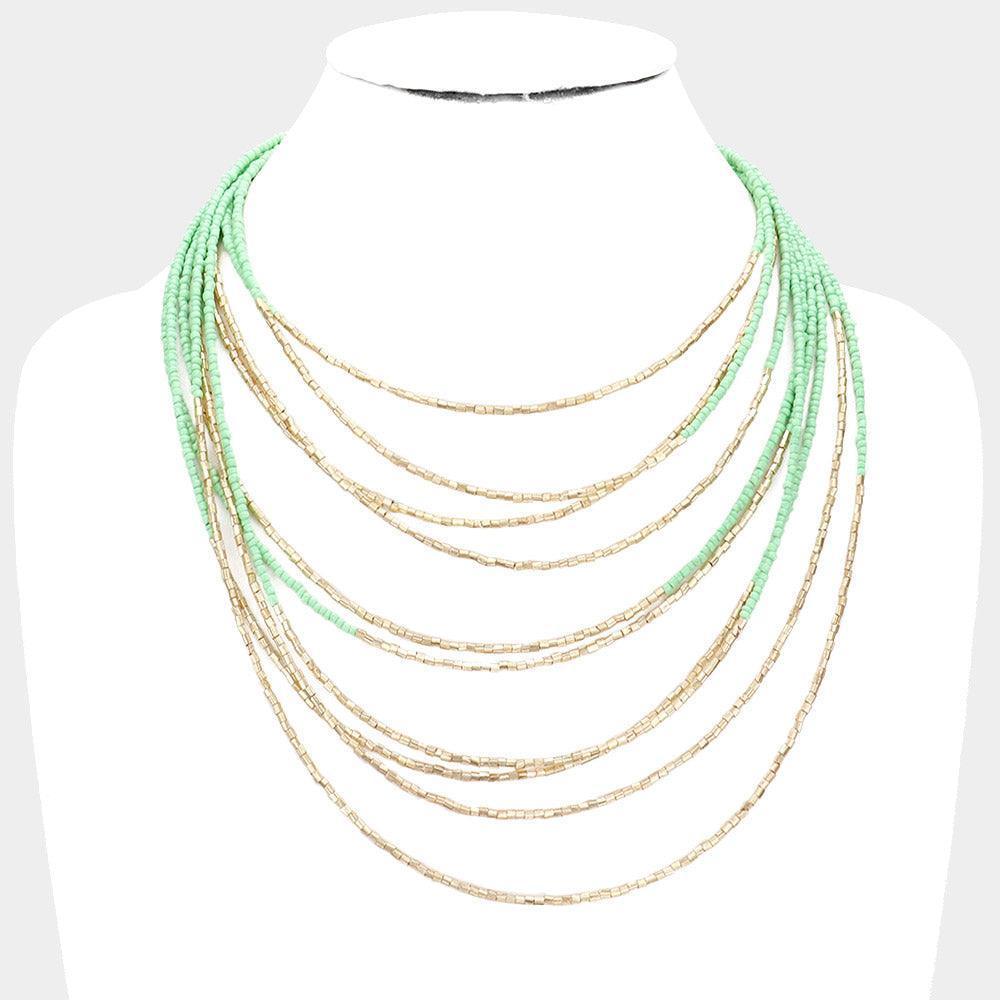 Beaded Multi Layered Bib Necklace - Jewelry Store by Erik Rayo