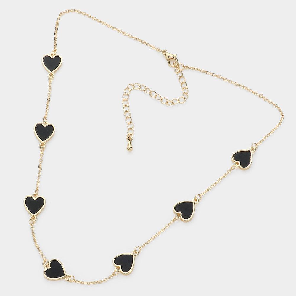 Black Heart Station Necklace - Jewelry Store by Erik Rayo