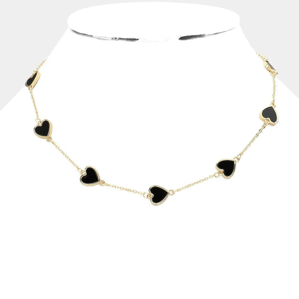 Black Heart Station Necklace - Jewelry Store by Erik Rayo