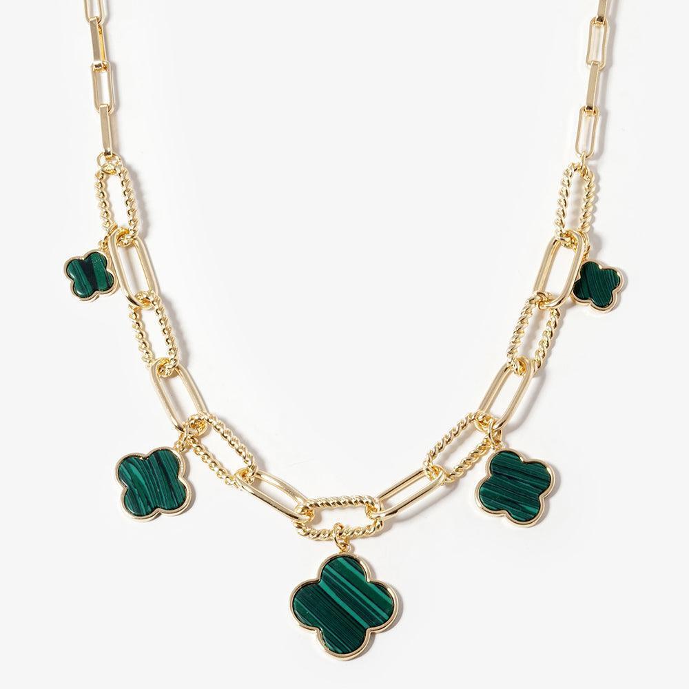 Green Gold Dipped Multi Quatrefoil Pendant Necklace - Jewelry Store by Erik Rayo