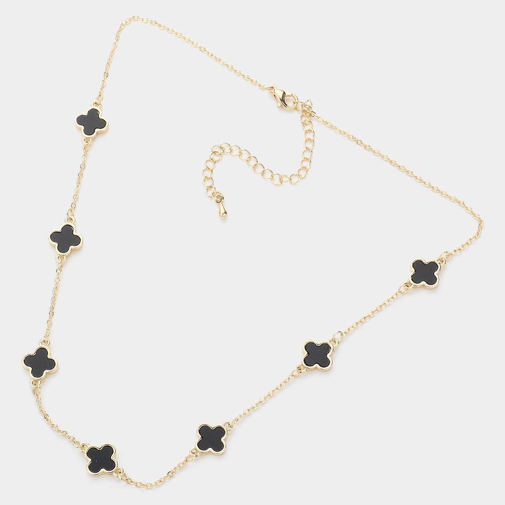 Black Quatrefoil Station Necklace - Jewelry Store by Erik Rayo