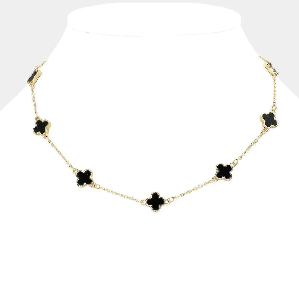 Black Quatrefoil Station Necklace - Jewelry Store by Erik Rayo
