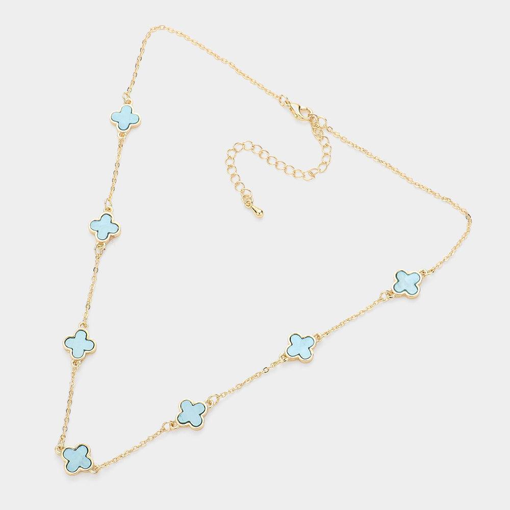 Turquoise Quatrefoil Station Necklace - Jewelry Store by Erik Rayo