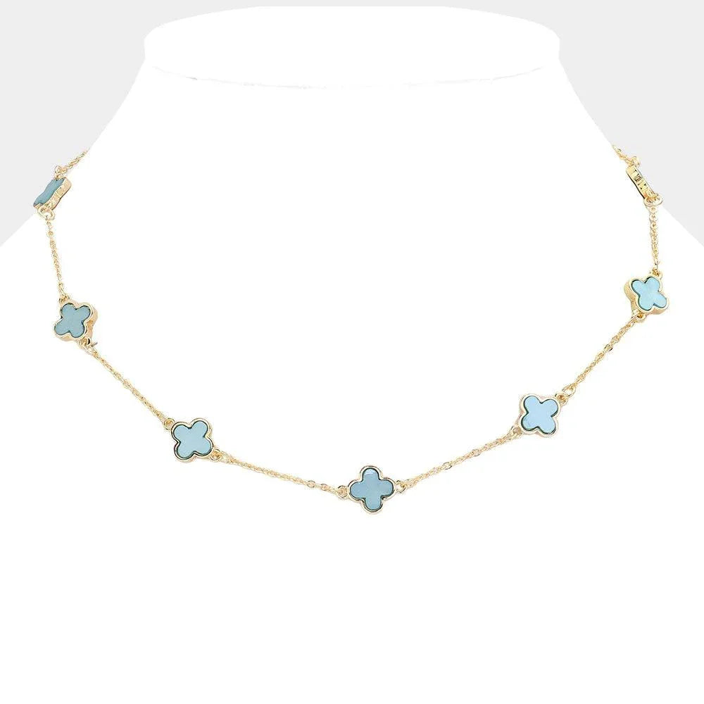 Turquoise Quatrefoil Station Necklace - Jewelry Store by Erik Rayo